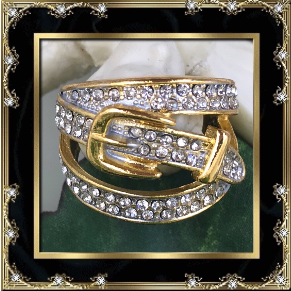 πΊπ΄πΊ 18k GOLD PLATED WHITE TOPAZ RING πΊπ΄πΊ - Picture 3 of 5